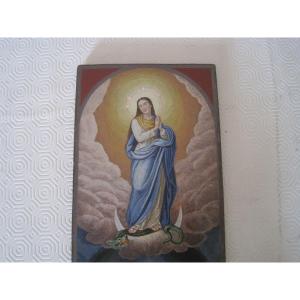 Grande placca in microsaico che rappresenta la Vergine Immacolata, Italia XIX secolo