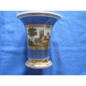 Vasetto in porcellana decorato con paesaggio, vecchia Parigi, 19° secolo