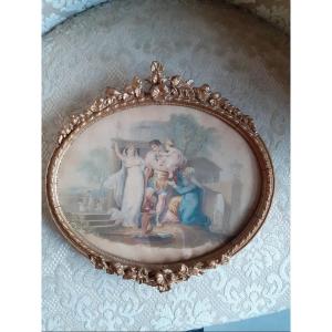 Coppia di stampe colorate con scene  classiche.  Inghilterra prima metà del XIX secol