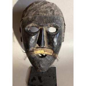 Wooden Ceremonial Mask From Nepal, Himalayas. Wood, Leather And Hair.