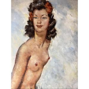 Jacques Cardinal - Portrait Of A Woman - Oil On Hardboard - Dlg De Domergue - 65x80 Cm