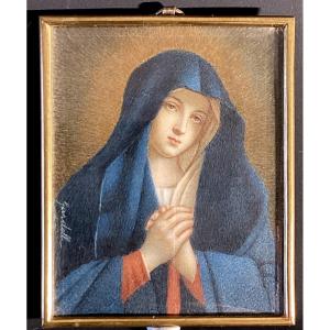 Anna Gardell Ericson 1853-1939 - Miniature - Virgin After Giovanni Salvi Sassoferrato