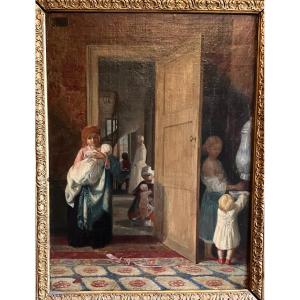 Madame Cavé Née Blavot 1809-1883 - "getting Up" Or "the Toilet" Oil On Canvas C1855