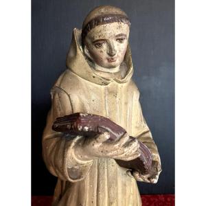 Sculpture Of Saint Anthony Of Padua - Carved Wood - Early 19th Century