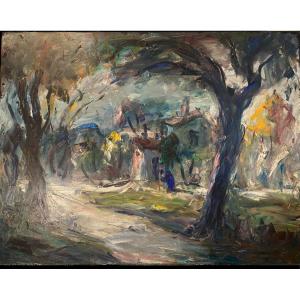 Large Oil On Canvas "the End Of Summer"