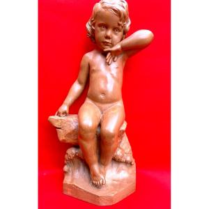 Terracotta Sculpture Signed Emile-fernand Dubois
