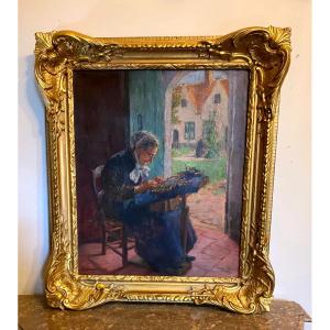 Painting "lacemaker In Bruges" By Suzanne Hurel