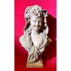 Terracotta Bust Of A Young Woman