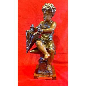 Bronze “child Blacksmiths” By Cyprian Godebski