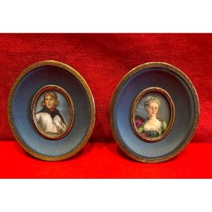 Pair Of Miniatures On Ivory Signed Sema