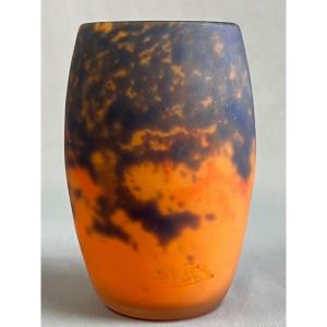 Muller Freres Luneville Glass Paste Vase Signed