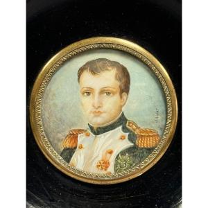 19th Century Miniature On Ivory Of Napoleon With Signature Of Salyat