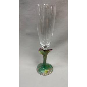 Daum: Champagne Flute From Daum In Nancy With Its Box