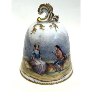 Rovina Epinal, Porcelain Table Bell With Lovebirds Motif