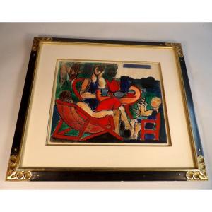  "tea Time" 1930 By Marcel Gromaire - Watercolor And Indian Ink