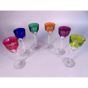 Suite Of 6 Roemers / Crystal Wine Glasses - Genova Model By Baccarat