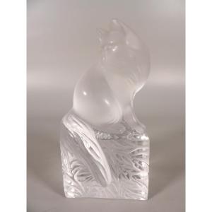 Pressed Molded Crystal Cat By Lalique France