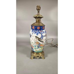 Japanese Porcelain Lamp With Bronze Frame – Meiji Period  