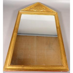 Antique Empire Style Giltwood Mirror With Capital