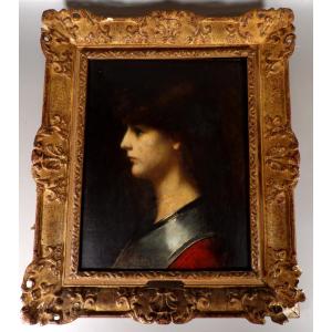 Oil On Canvas - Profile Portrait In Chiaroscuro - Jean-jacques Henner (1829-1905)