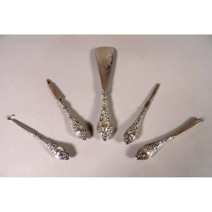 Antique Sterling Silver Foot Care Set - 5 Pieces - England (birmingham)