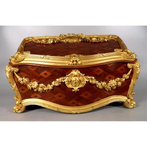 Marquetry And Gilt Bronze Letter Box For Carl Hiess - Vienna (austria)