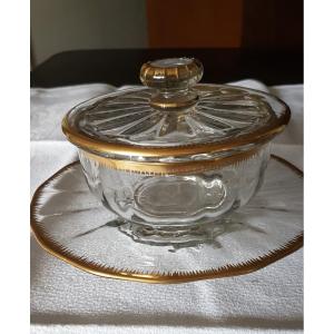 Covered Jampot And Its Daum Crystal Saucer - 19th Time