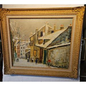 Oil Painting On Canvas - Maurice Utrillo (after) - (1883 - 1955) - Rue De Montmartre 20th