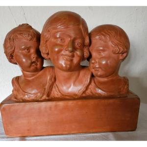 Patinated Terracotta Sculpture By P. Dumont - Art Deco Period -