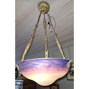 Muller Frères Luneville Glass Paste Chandelier Basin - Art Deco Period