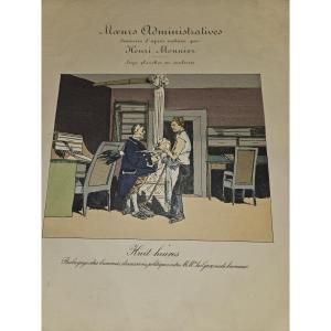 Administrative Customs Drawn From Nature By Henry Monnier 1799 - 1877 19th Century