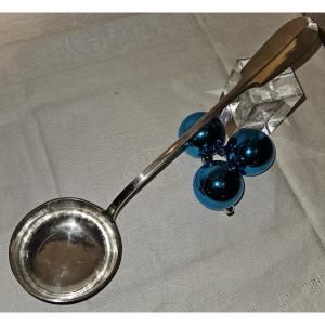 Solid Silver Ladle With A "flat" Rim By G. Baer - Strasbourg - 19th Century