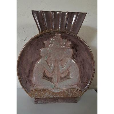 Art Deco Ceramic Vase By Pierre Lenoir (1879 - 1951)