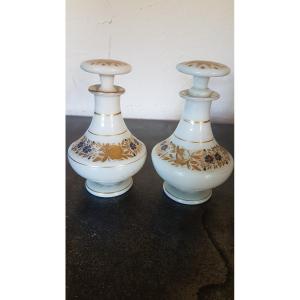 Pair Of Charles X Opaline Bottles