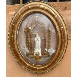Paperolle In Large Oval Frame Gold Leaf L.philippe-domed Glass-