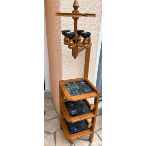 Guillerme Et Chambron: Floor Lamp With 3 Shelves  Of 4 Tiles Boleslaw Danikowski - Lampshade