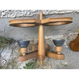 Guillerme Et Chambron: 1 Double Wall Light + Single Wall Light With Original Lampshade
