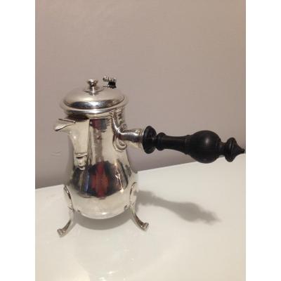 Tripod Silver Jug ​​- Handle Right Wood Blackened