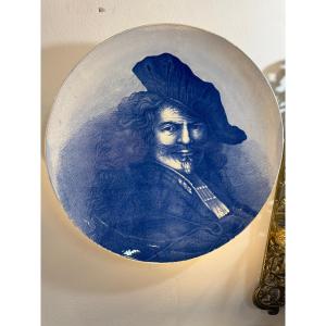 2 Large Sarreguemines Earthenware Plates, 19th Century