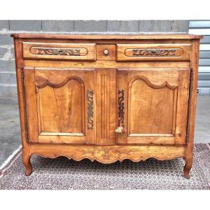 Low Buffet Two Doors In Cherry Wood, Louis XV Period, 18th 