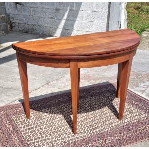 Louis XVI Style Half-moon Cherry Wood Table, 19th Century