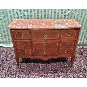 Transition Style Marquetry Chest Of Drawers, 20th Century