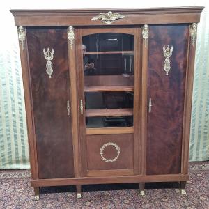 Empire Style Mahogany Display Cabinet "return From Egypt", 1900s
