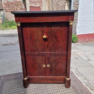 Empire Mahogany Secretary With Detached Columns, 19th Century