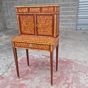 Bonheur Du Jour In Rosewood Marquetry, Louis XVI, 19th Century 