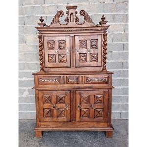 Two-body Sacristy Sideboard, In Walnut, Louis XIII, 18th Century 