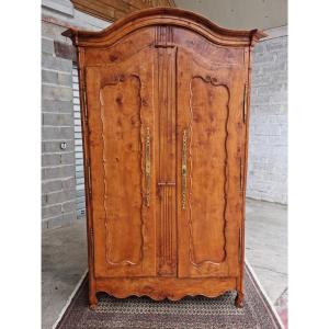 Louis XV Carved Cherry Wood Molded Armoire From The 19th Century 