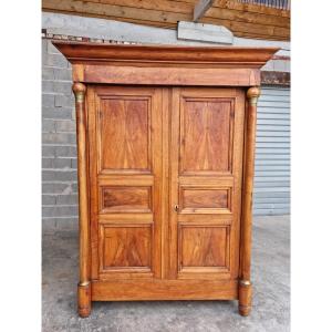 Solid Walnut Armoire With Detached Columns, 14th Century Empire Period 