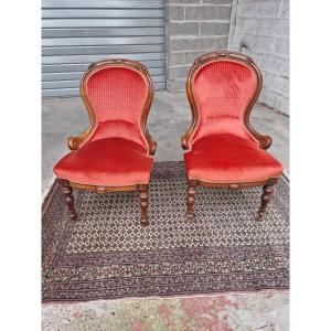Pair Of Napoleon III Walnut Chairs – Circa 1870