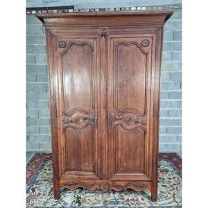 Carved And Molded Oak Wardrobe, Louis XV Style, 18th Century. 